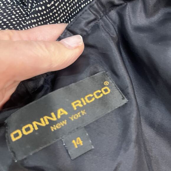 Donna Ricco New York Skirt size 14 Black Ivory Bias Knee A Line Flowing Modest - Picture 8 of 8